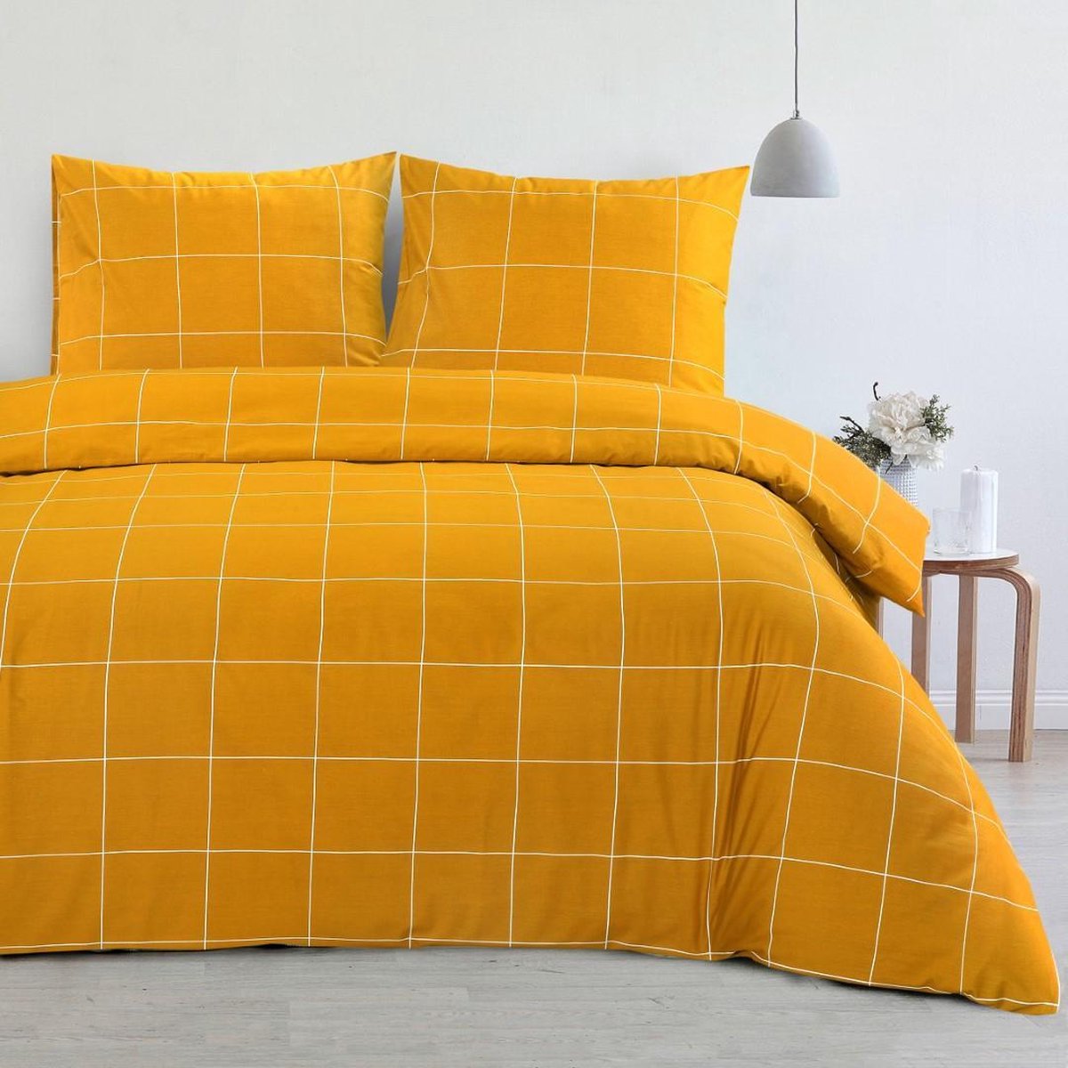 Day Dream Hogan Dekbedovertrek - Lits-jumeaux (240x200/220 Cm + 2 Slopen) - Katoen Satijn - Oker - Geel