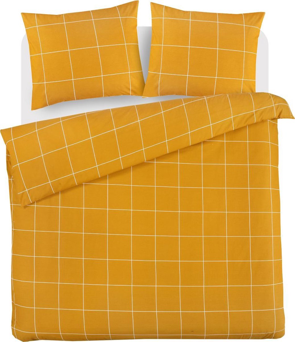 Day Dream Hogan Dekbedovertrek - Lits-jumeaux (240x200/220 Cm + 2 Slopen) - Katoen Satijn - Oker - Geel