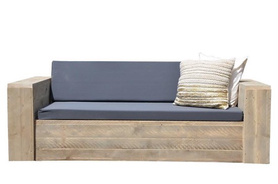 Wood4you Loungebank Steigerhout 220lx70hx80d Cm - Incl Kussens - Bruin