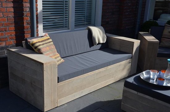 Wood4you Loungebank Steigerhout 220lx70hx80d Cm - Incl Kussens - Bruin