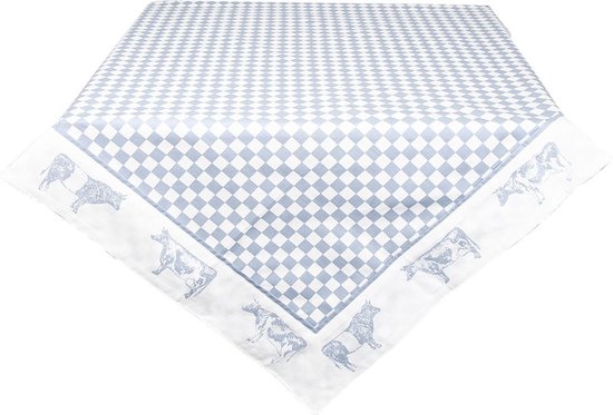 Clayre & Eef Tafelkleed 130*180 Cm 100% Katoen Koeien Lwc03bl - Blauw