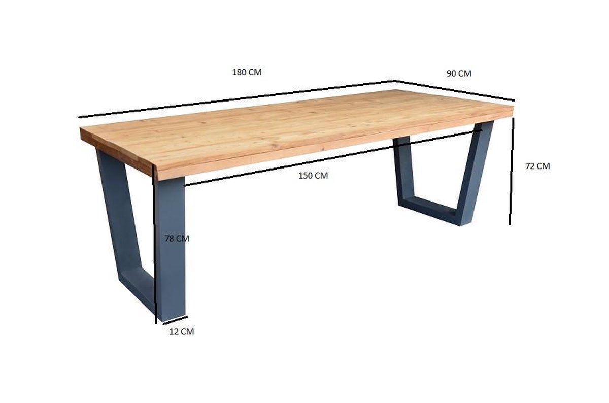 Wood4you Eettafel New York Roasted Wood - Antraciet180/90 Cm - Bruin