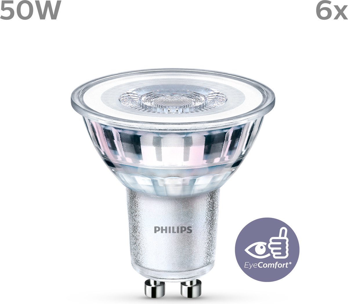 Philips Ledspot 6-pack 4.6 W - 50 W GU10 Warmwit