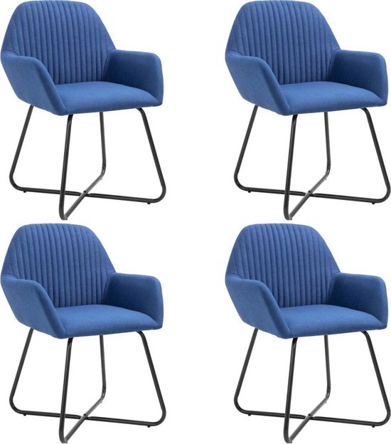 Vidaxl Eetkamerstoelen 4 St Stof - Blauw