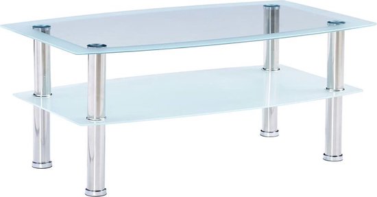 Vidaxl Salontafel 100x60x42 Cm Gehard Glas - Wit