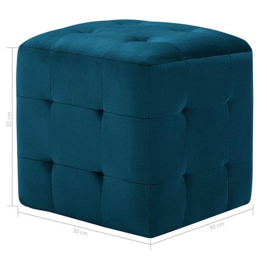 Vidaxl Nachtkastjes 2 St 30x30x30 Cm Fluweel - Blauw