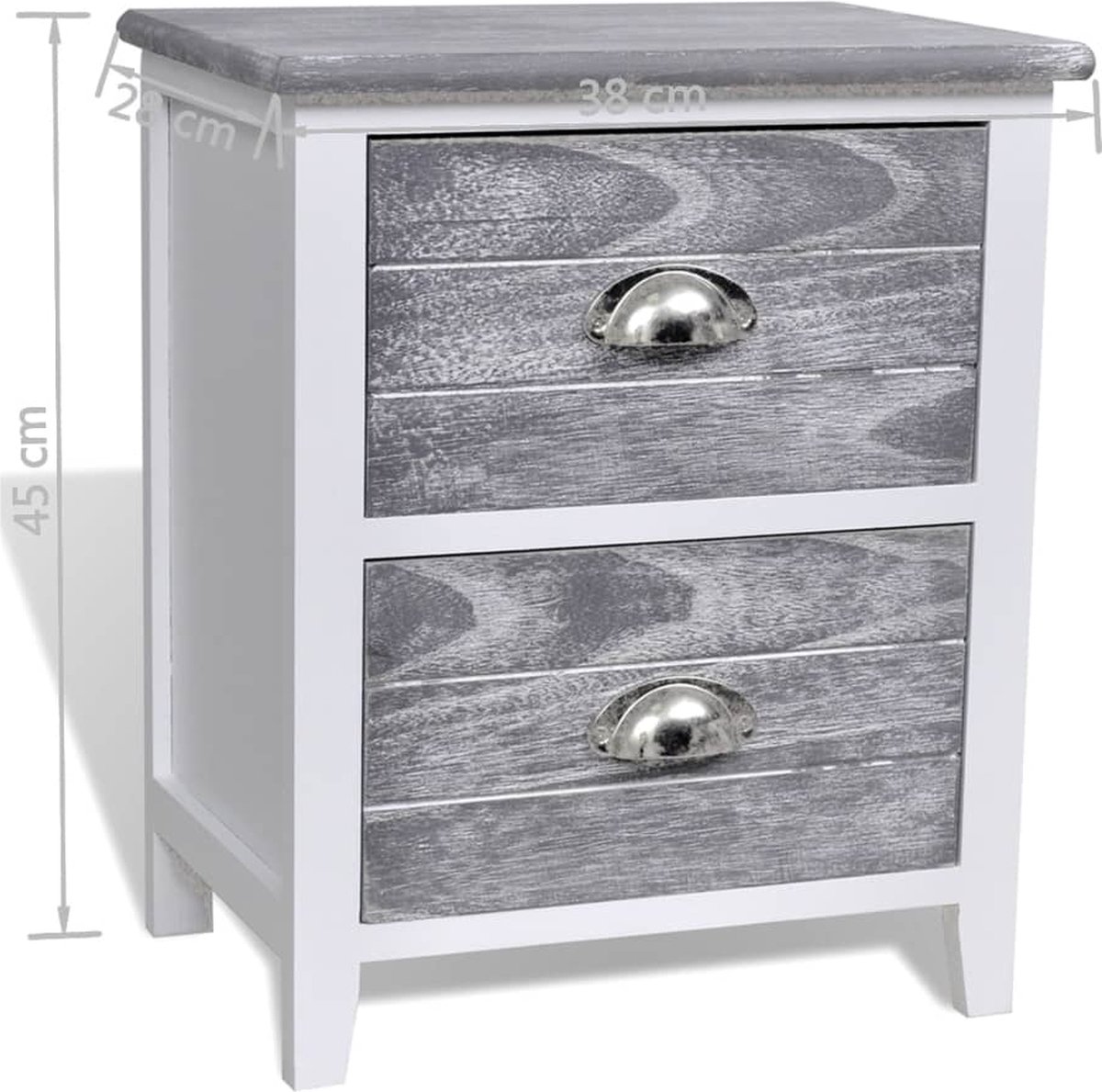 Vidaxl Nachtkastje 38x28x45 Cm Paulowniahout En Wit - Grijs