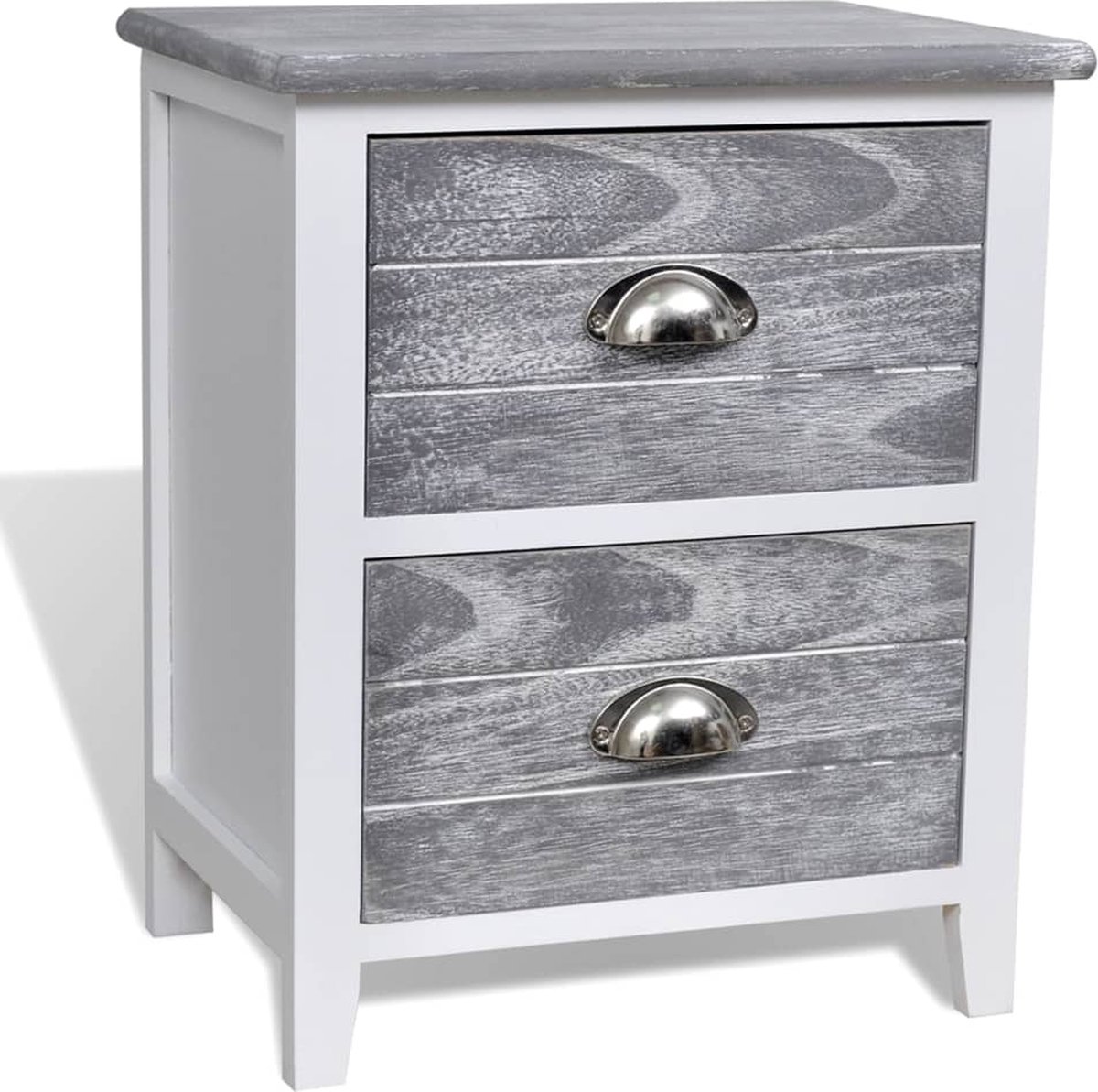 Vidaxl Nachtkastje 38x28x45 Cm Paulowniahout En Wit - Grijs