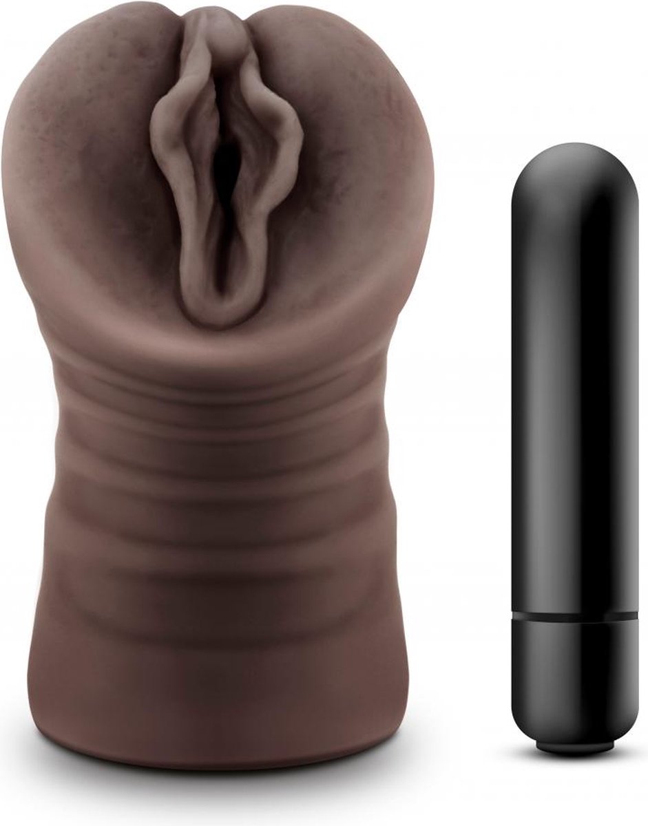 Blush Vagina masturbator Alexis Hot Chocolate met vibratiebullet - Bruin