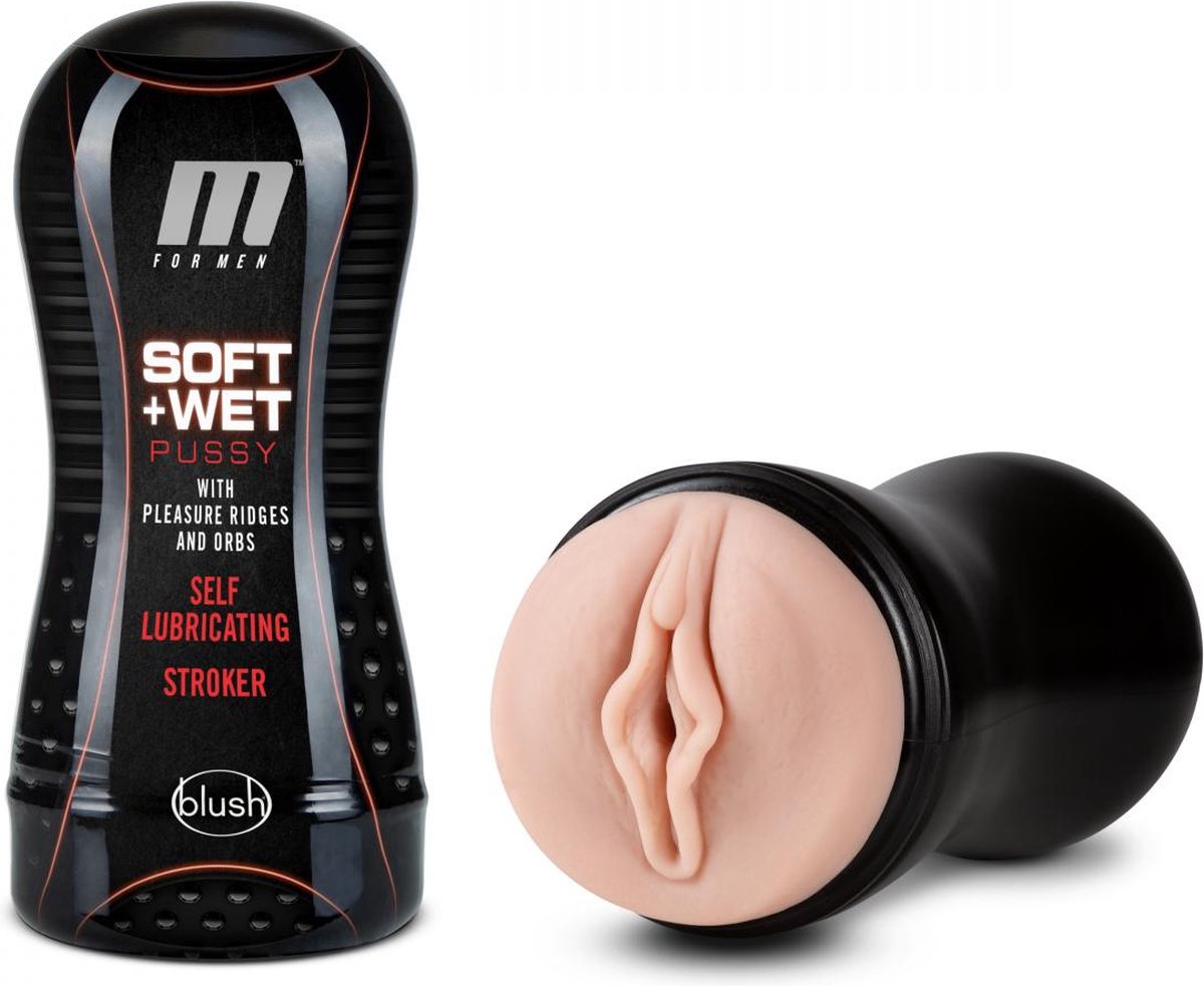 M For Men masturbator met glij-eigenschappen ribbels en noppen - Beige