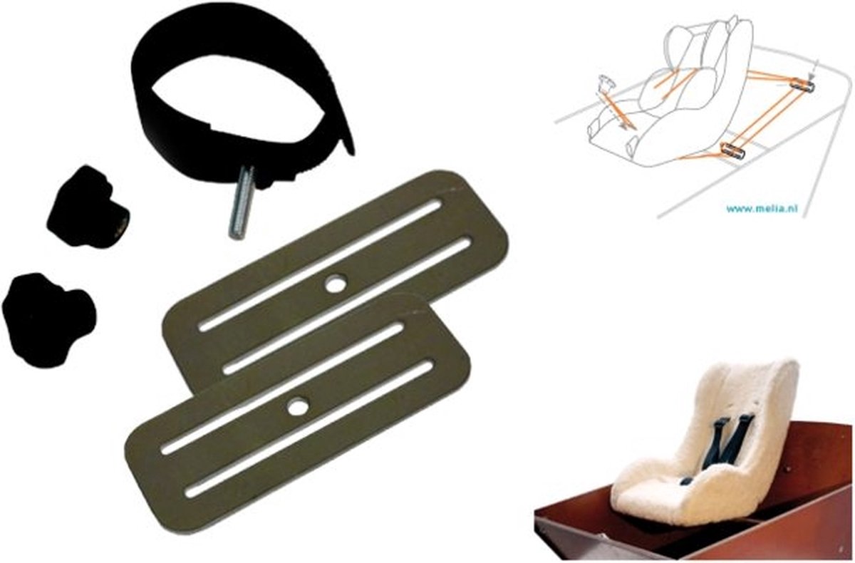 Melia Bakfiets Bevestigingsset (A) Voor Babyschaal - Grijs