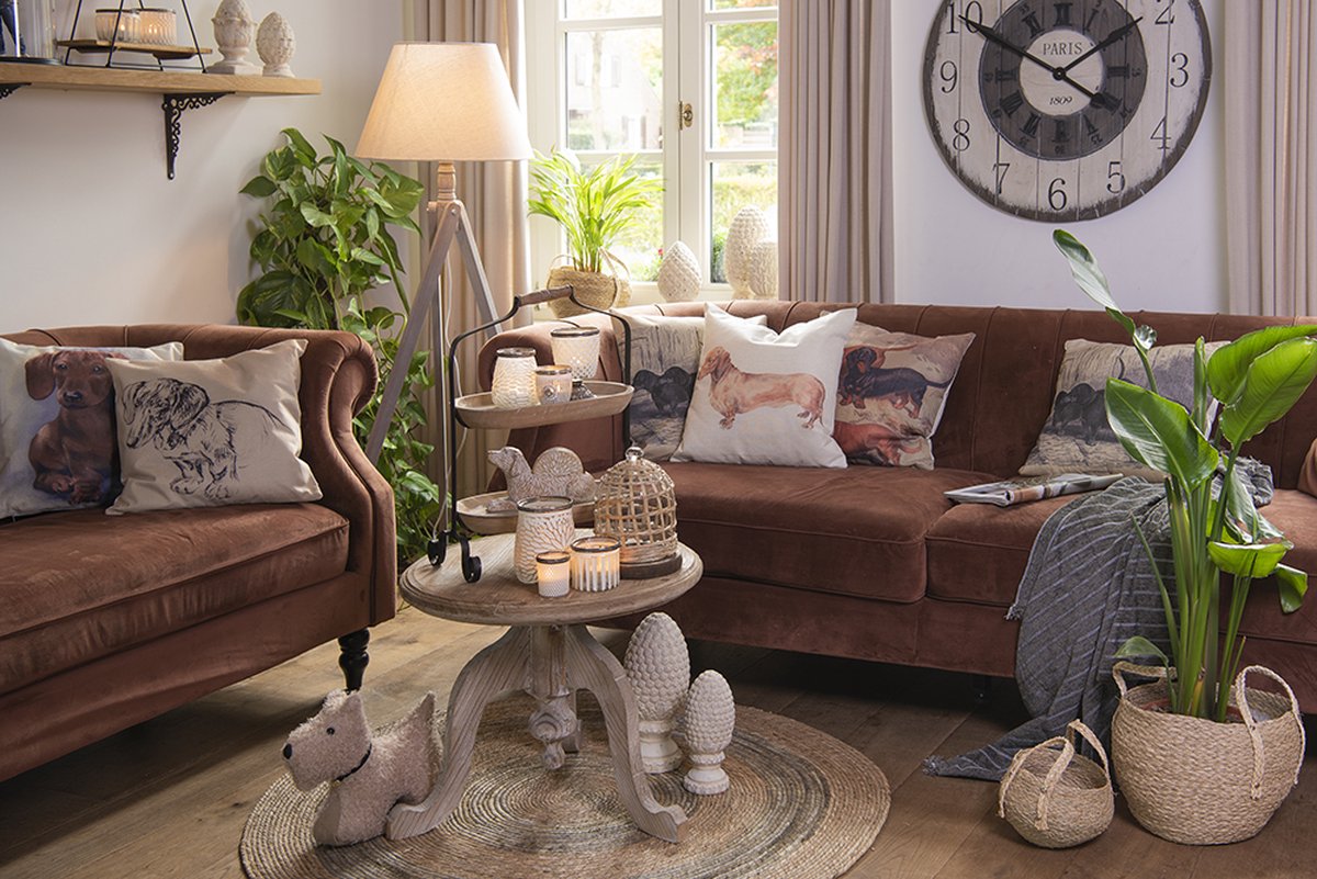 Clayre & Eef Klok Ø 80x5 Cm / 1xc - Bruin