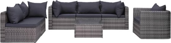 Vidaxl 7-delige Loungeset Met Kussens Poly Rattan - Grijs