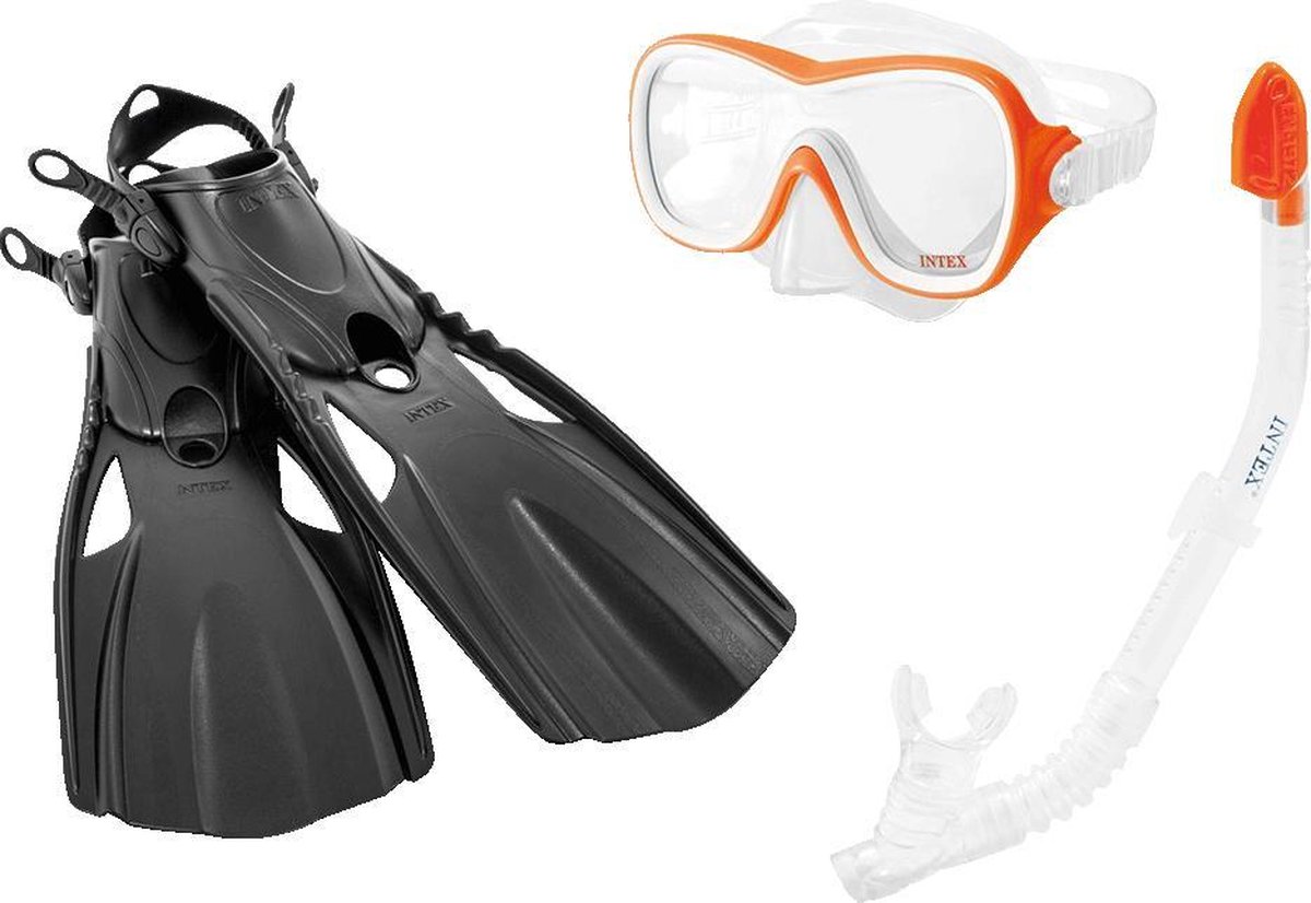 Intex Snorkelset Wave Rider/geel 4-delig - Zwart