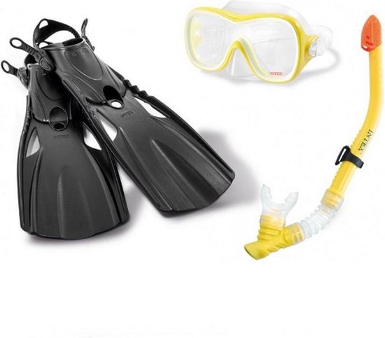 Intex Snorkelset Wave Rider/geel 4-delig - Zwart