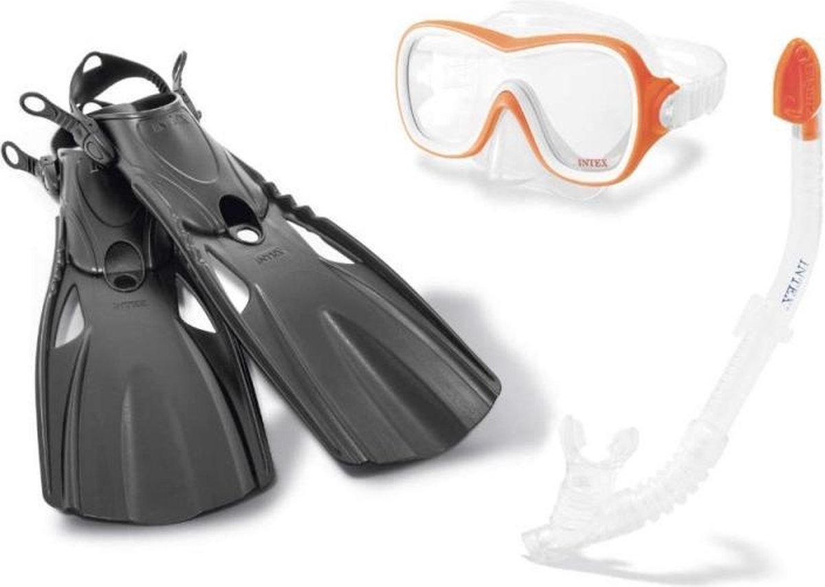 Intex Snorkelset Wave Rider/geel 4-delig - Zwart