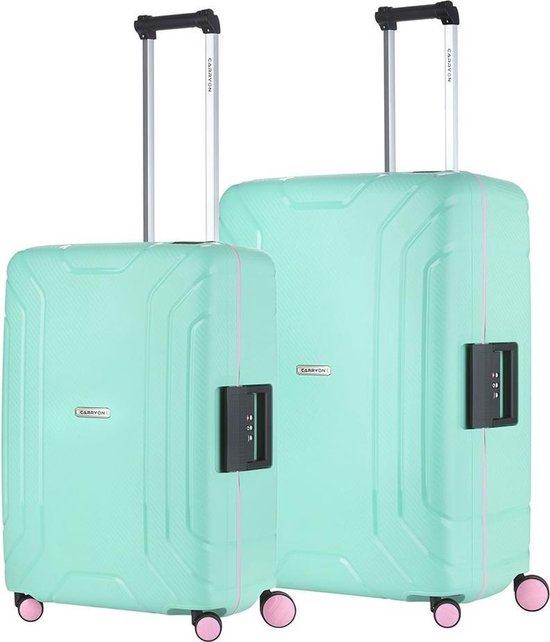 Carry On Steward Tsa Kofferset - 2 Delige Trolleyset - Met Vaste Sloten - Mint - Groen