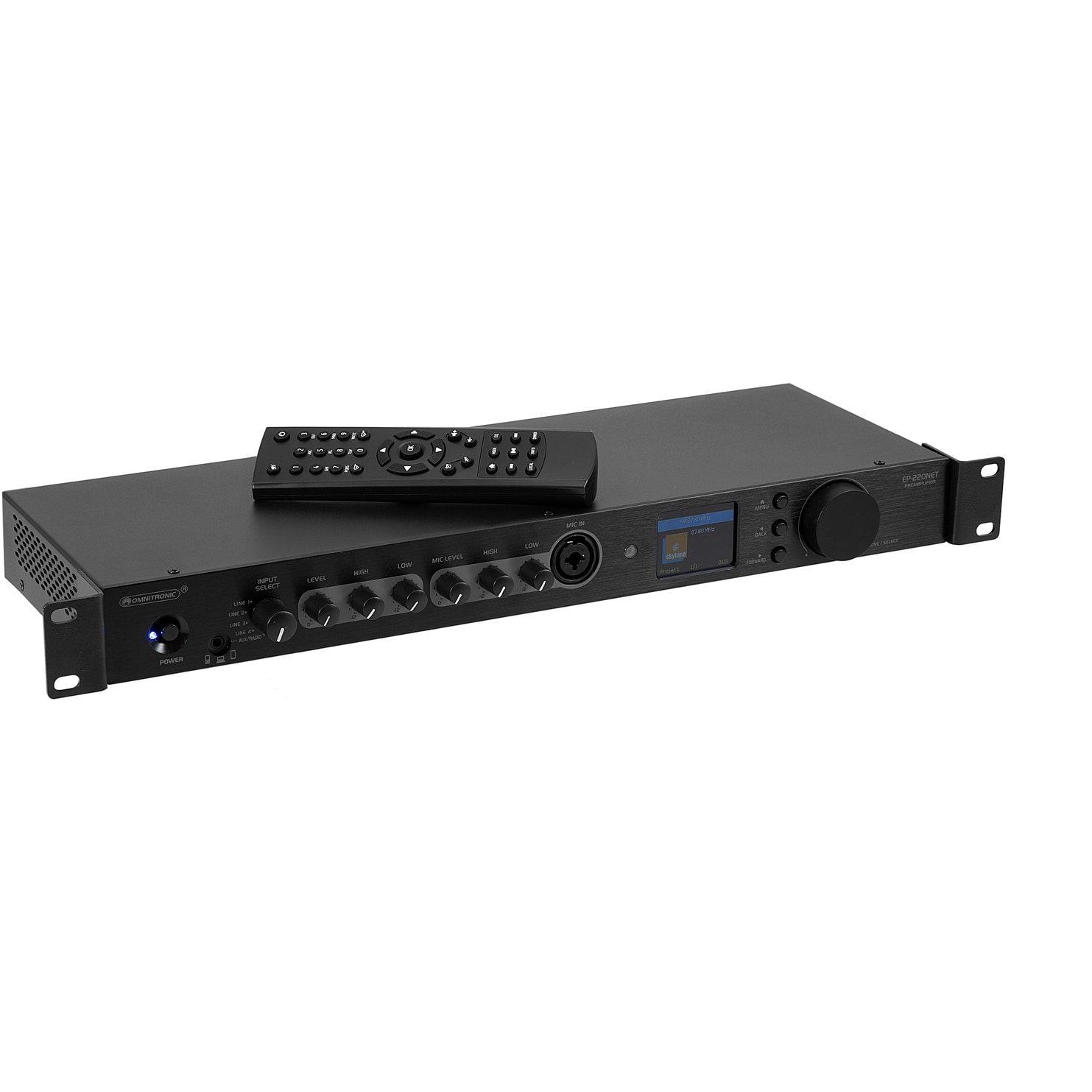 Omnitronic EP-220NET voorversterker met internetradio, DAB+ en Bluetooth