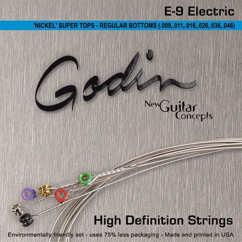 Godin E-9 Electric .009-.046 nickel super tops regular bottoms