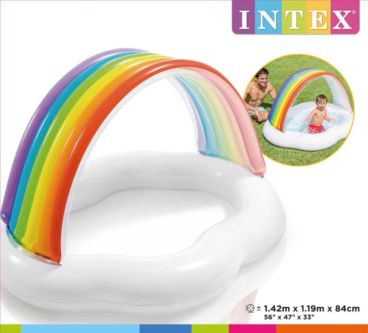 Intex Babybadje Rainbow Cloud 142 X 119 X 84 Cm - Wit