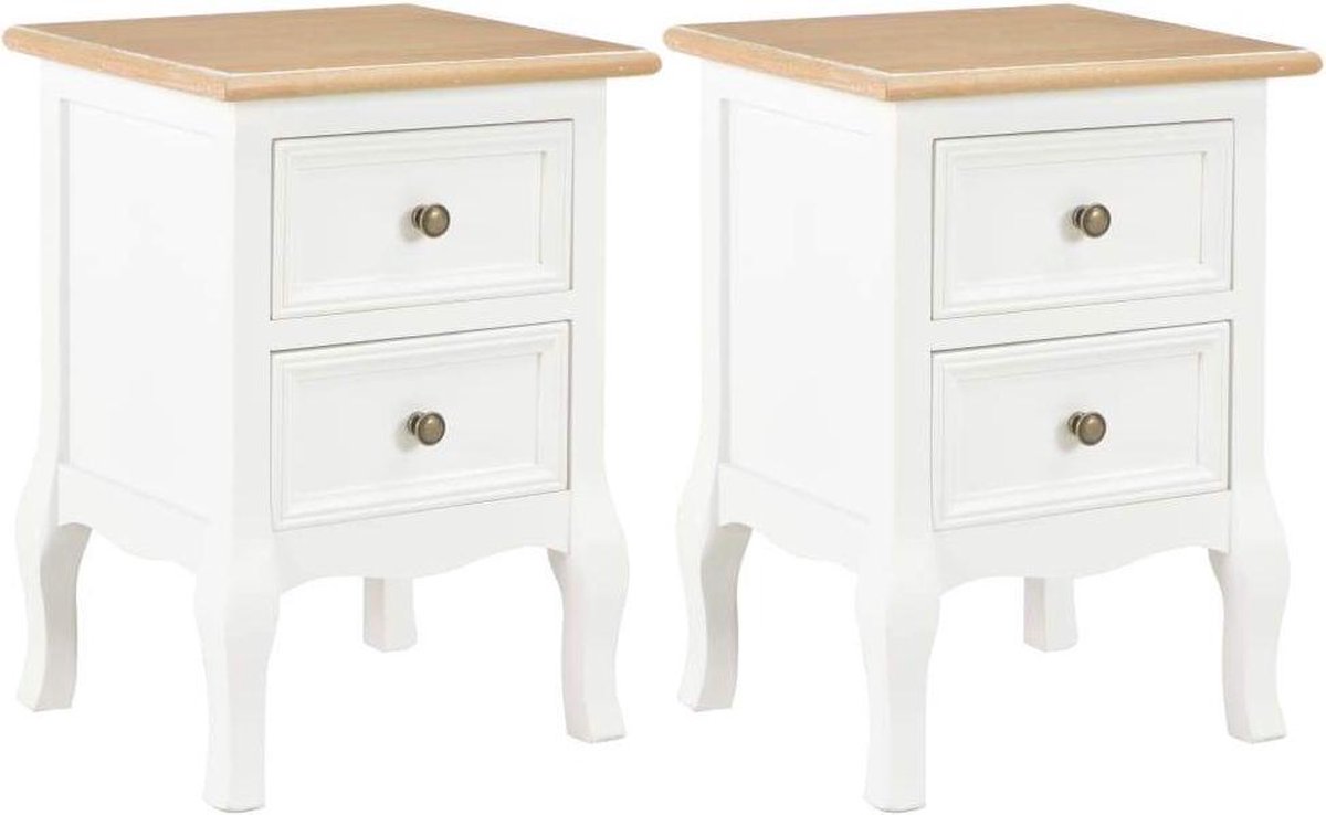 Vidaxl Nachtkastje 2 St 35x30x49 Cm Mdf - Wit
