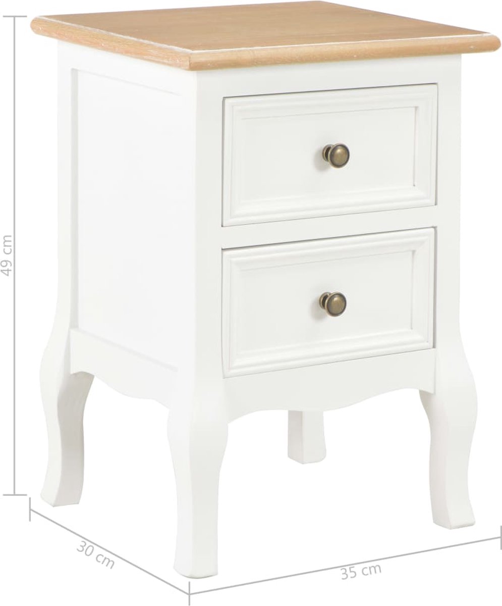 Vidaxl Nachtkastje 2 St 35x30x49 Cm Mdf - Wit