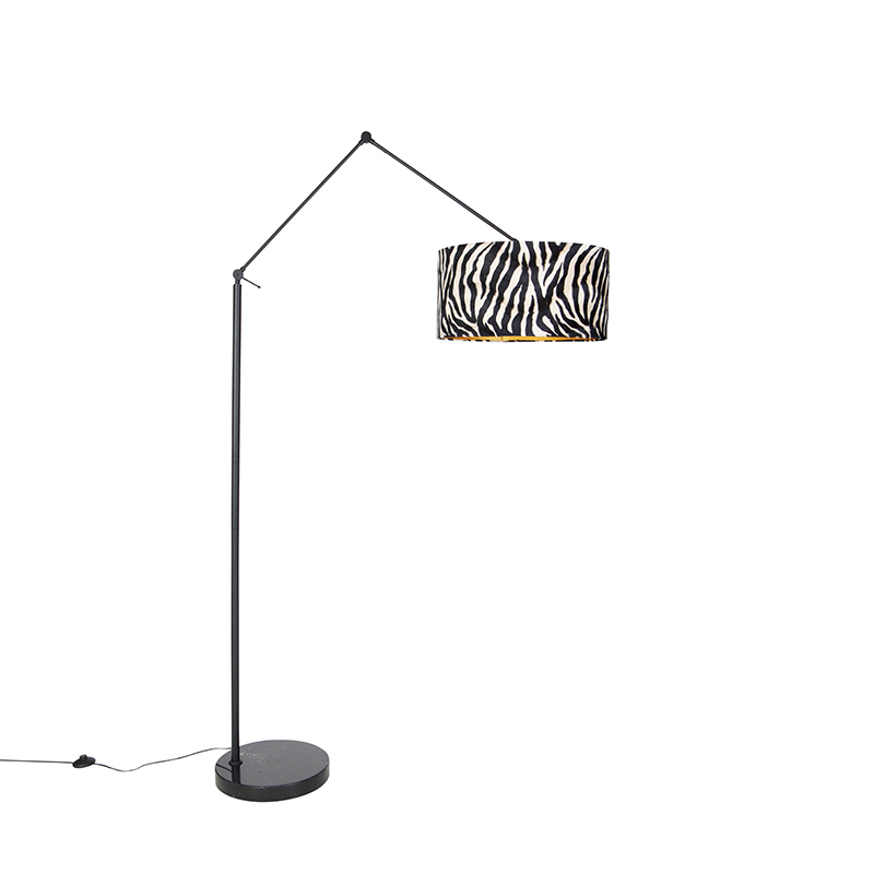 QAZQA Moderne vloerlamp zwart kap zebra dessin 50 cm - Editor