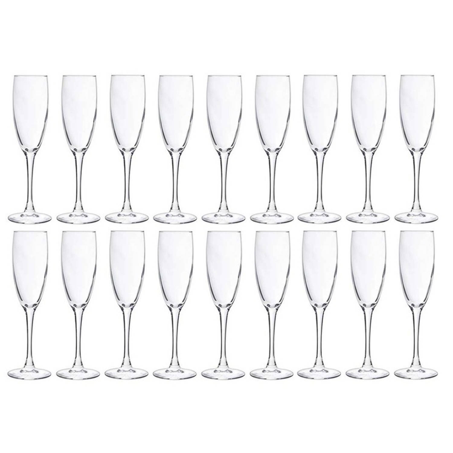 Cosy&Trendy 18x Champagneglazen/flutes 190 Ml - 19 Cl - Champagne Glazen - Champagne Drinken - Champagneglazen Van Glas