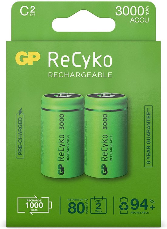 GP Recyko C 2200mah 2 Stuks Oplaadbare Nimh Batterij