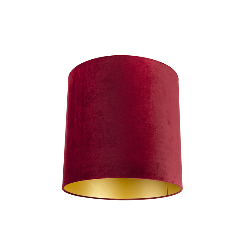 QAZQA Velours lampenkap 40/40/40 met gouden binnenkant - Rood