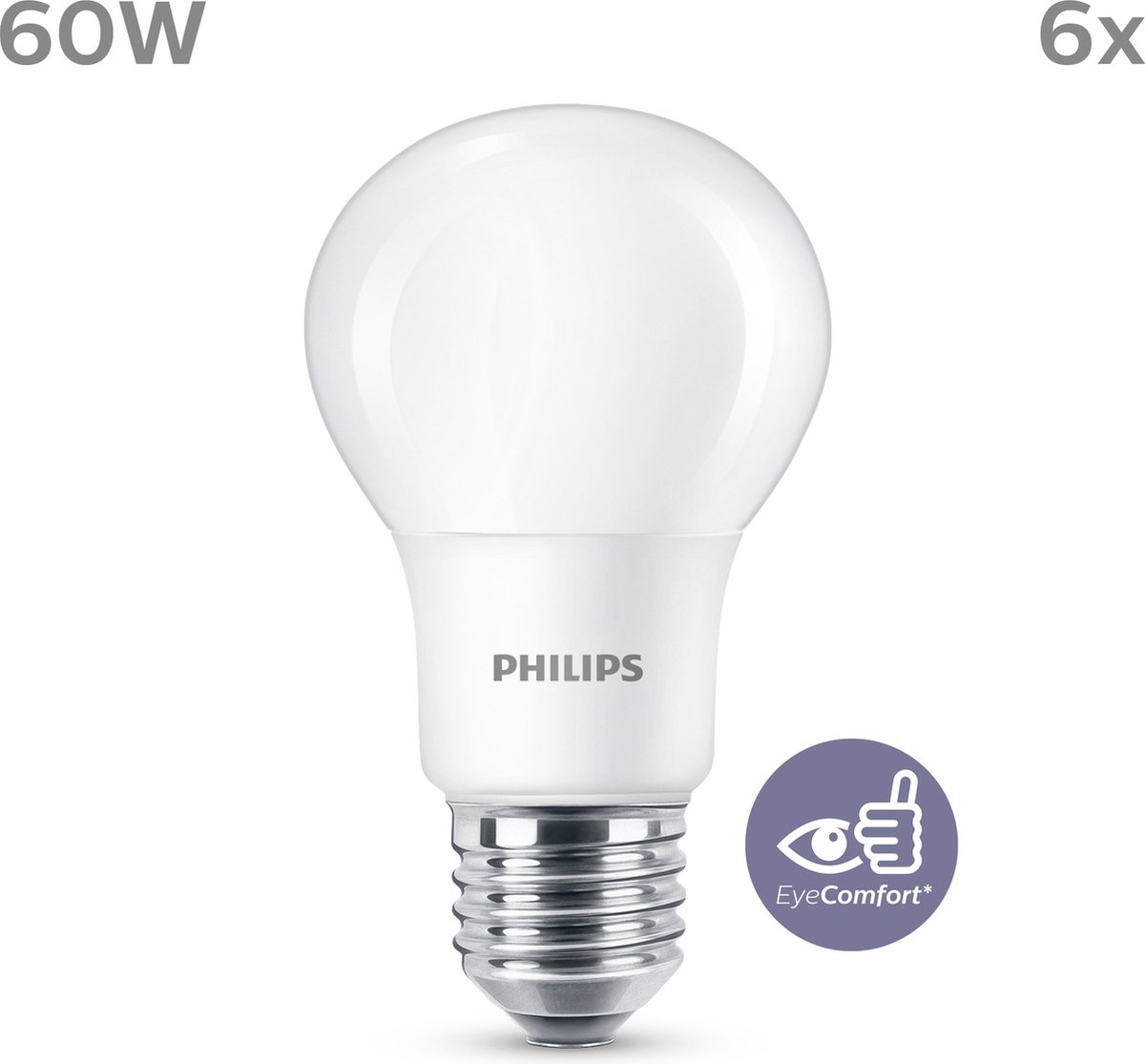 Philips Ledlamp 6-pack 8 W - 60 W E27 Warmwit