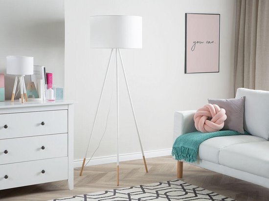 Beliani Tobol Staande Lamp Metaal 60 X 60 Cm - Wit