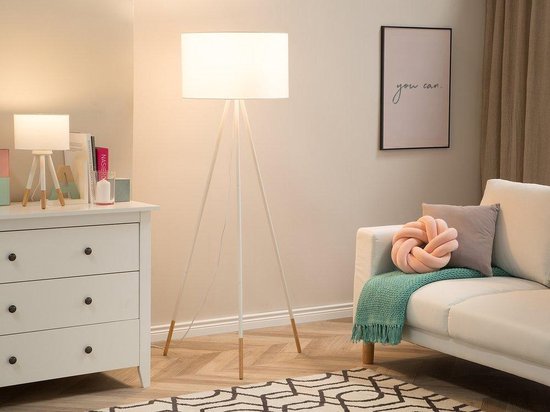 Beliani Tobol Staande Lamp Metaal 60 X 60 Cm - Wit