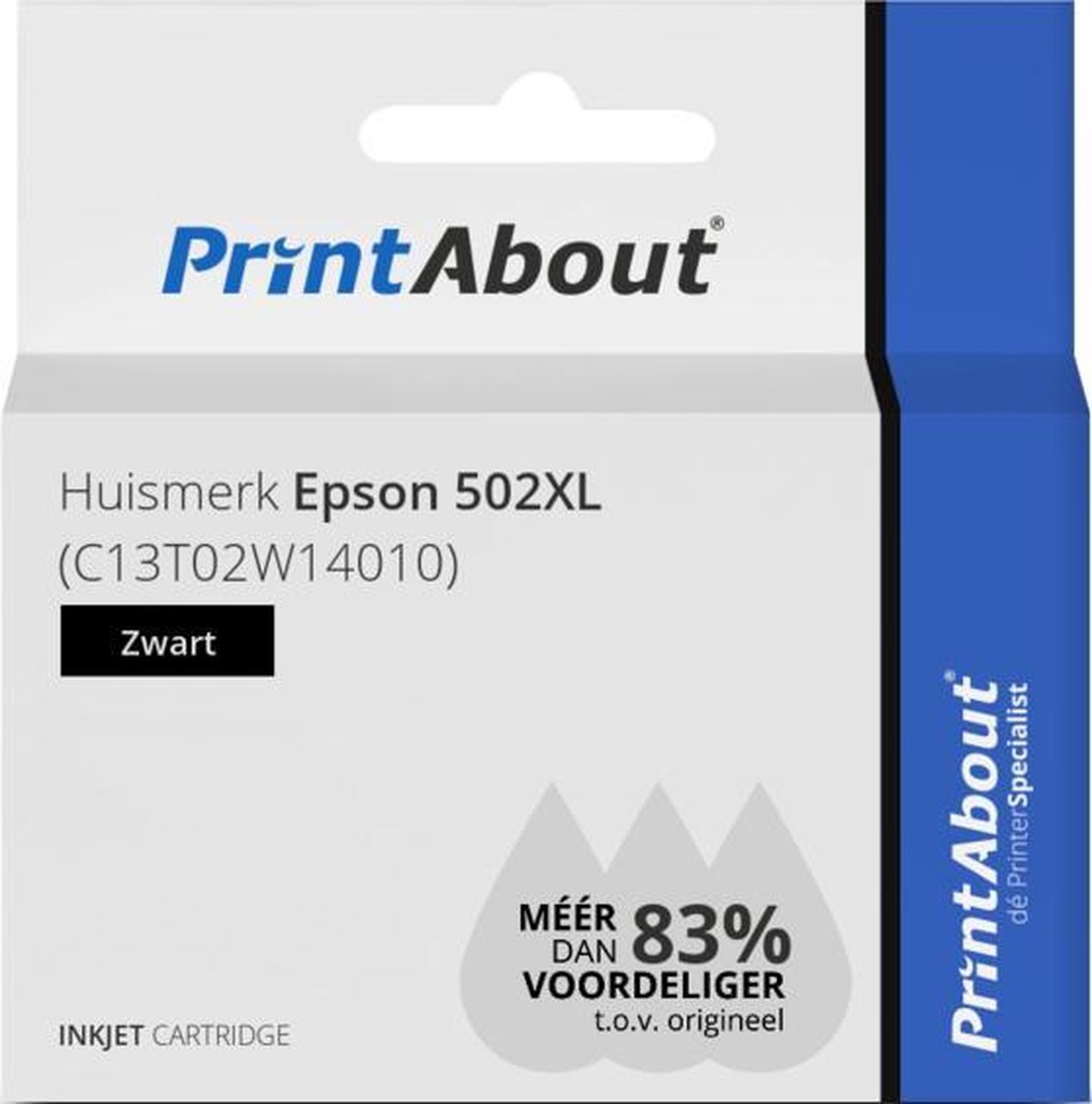 PrintAbout - Alternatief voor Epson C13T02W14010 (502XL) Inktcartridge Hoge capaciteit - Zwart