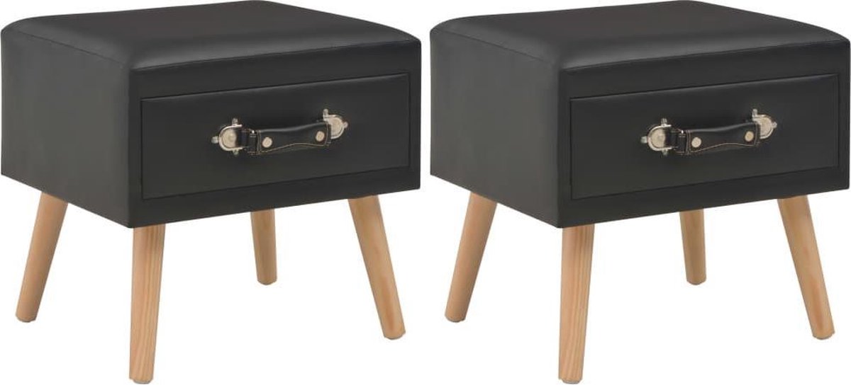Vidaxl Nachtkastjes 2 St 40x35x40 Cm Kunstleer - Zwart