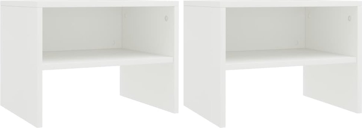 Vidaxl Nachtkastjes 2 St 40x30x30 Cm Spaanplaat - Blanco