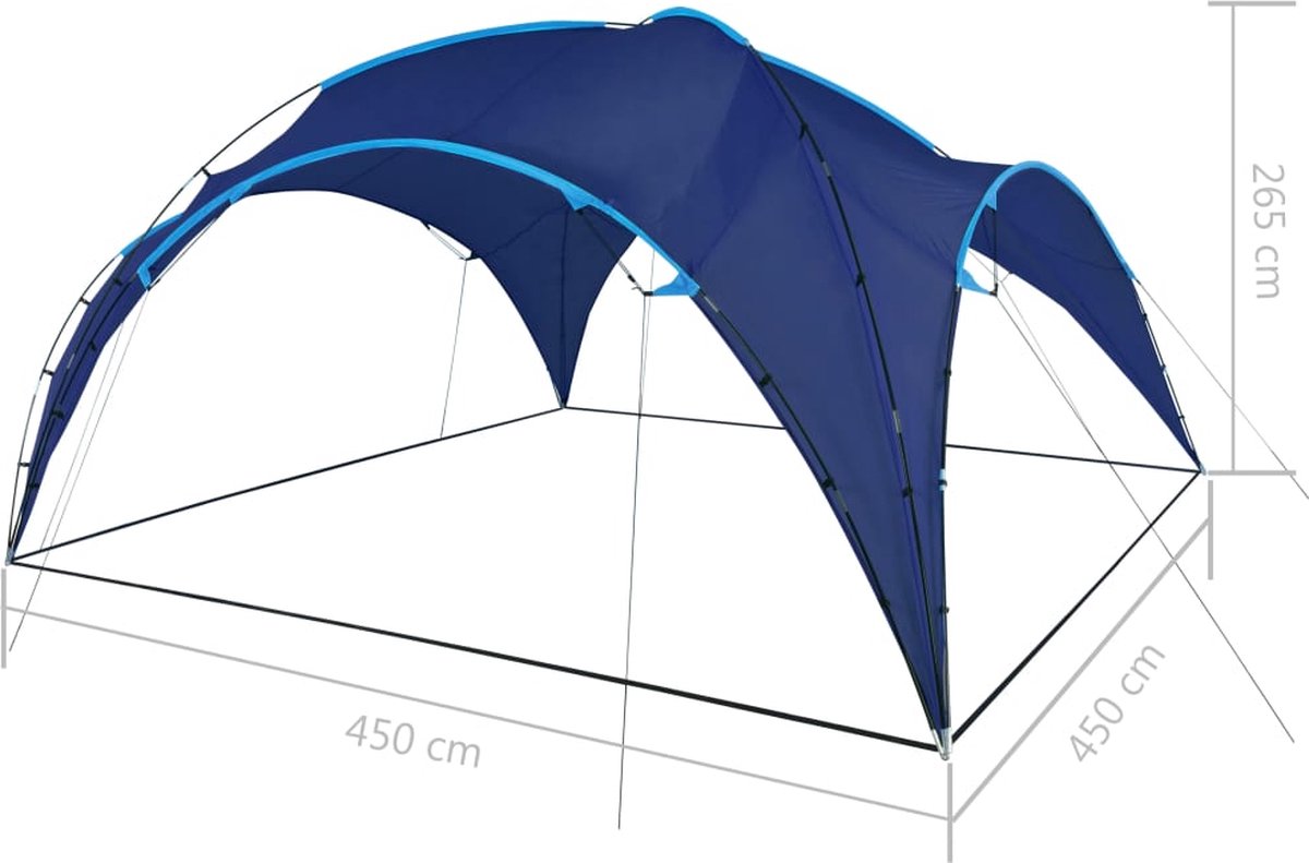 Vidaxl Partytent Boog 450x450x265 Cm Donker - Blauw