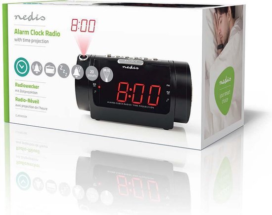 Nedis Digitale Wekkerradio Met Display Led Van 0,9"" Fm Dubbel Alarm Sluimeren - Zwart