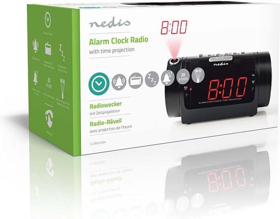 Nedis Digitale Wekkerradio Met Display Led Van 0,9"" Fm Dubbel Alarm Sluimeren - Zwart