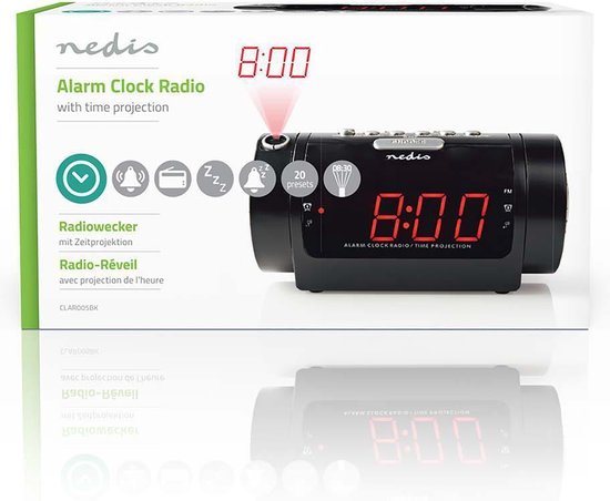 Nedis Digitale Wekkerradio Met Display Led Van 0,9"" Fm Dubbel Alarm Sluimeren - Zwart