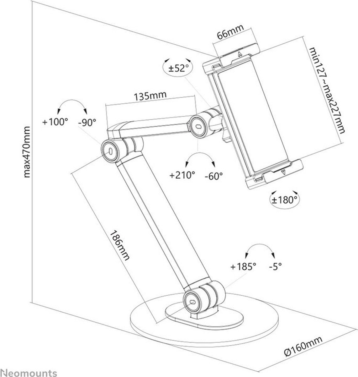 NewStar NEOMOUNTS BY DS15-550BL1 tabletstand voor 4,7-12,9"