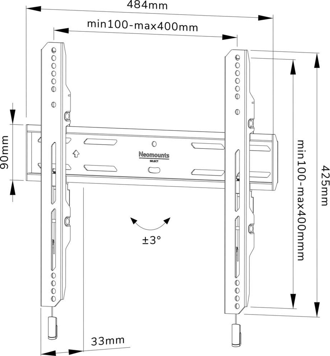 NewStar NEOMOUNTS BY WL30S-850BL14 vlakke wandsteun voor 32-65" - Zwart
