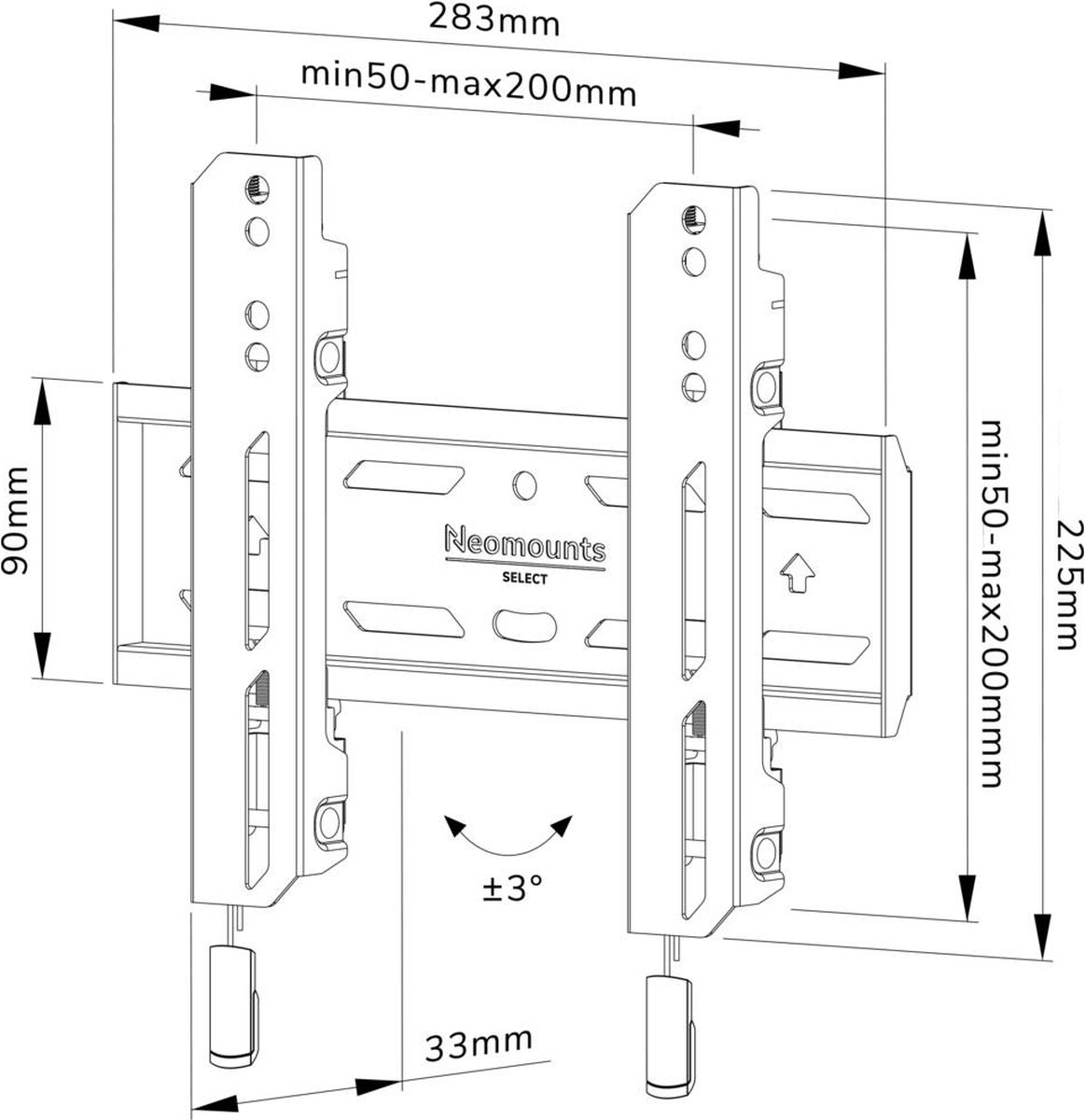 NewStar NEOMOUNTS BY WL30S-850BL12 vlakke wandsteun voor 24-55" - Zwart