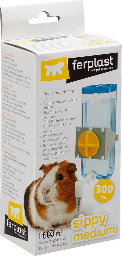 Ferplast Drinkflesje Sippy Medium - Waterfontein - 300 ml - Blauw
