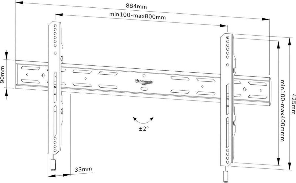 NewStar NEOMOUNTS BY WL30S-850BL18 vlakke wandsteun voor 43-86" - Zwart