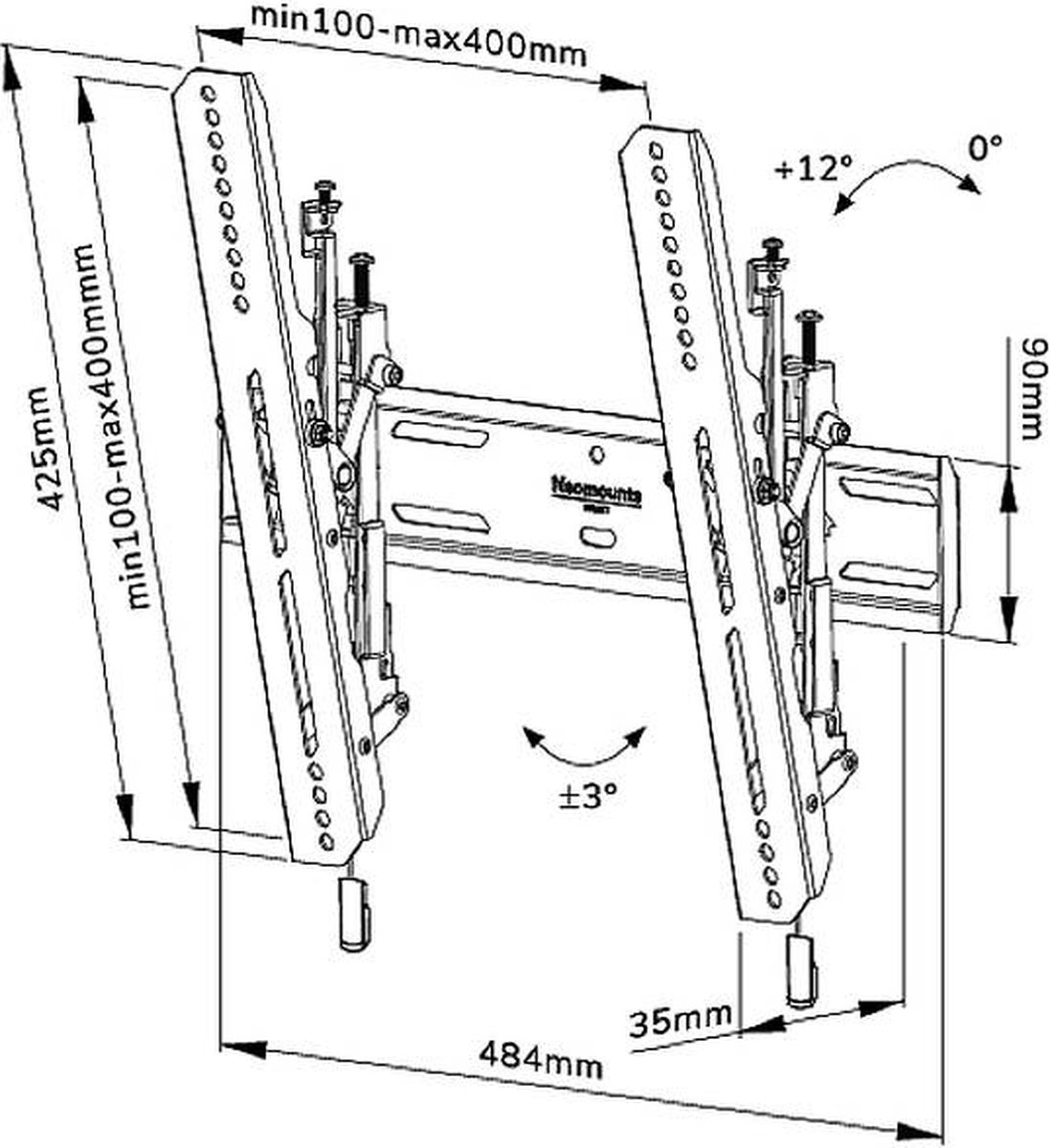 NewStar NEOMOUNTS BY WL35S-850BL14 kantelbare wandsteun voor 32-65" - Zwart