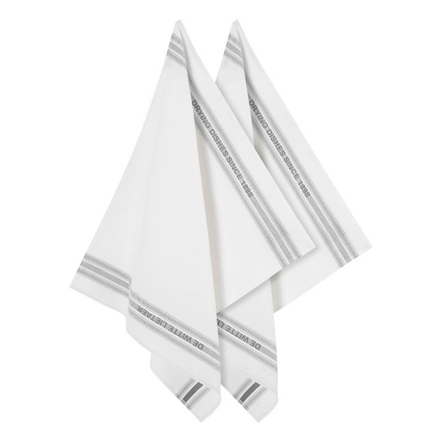 De Witte Lietaer Dete Lietaer Dish Glazendoek (Set Van 2) - 50% Katoen - 50% Linnen - Off-white-grey - Grijs