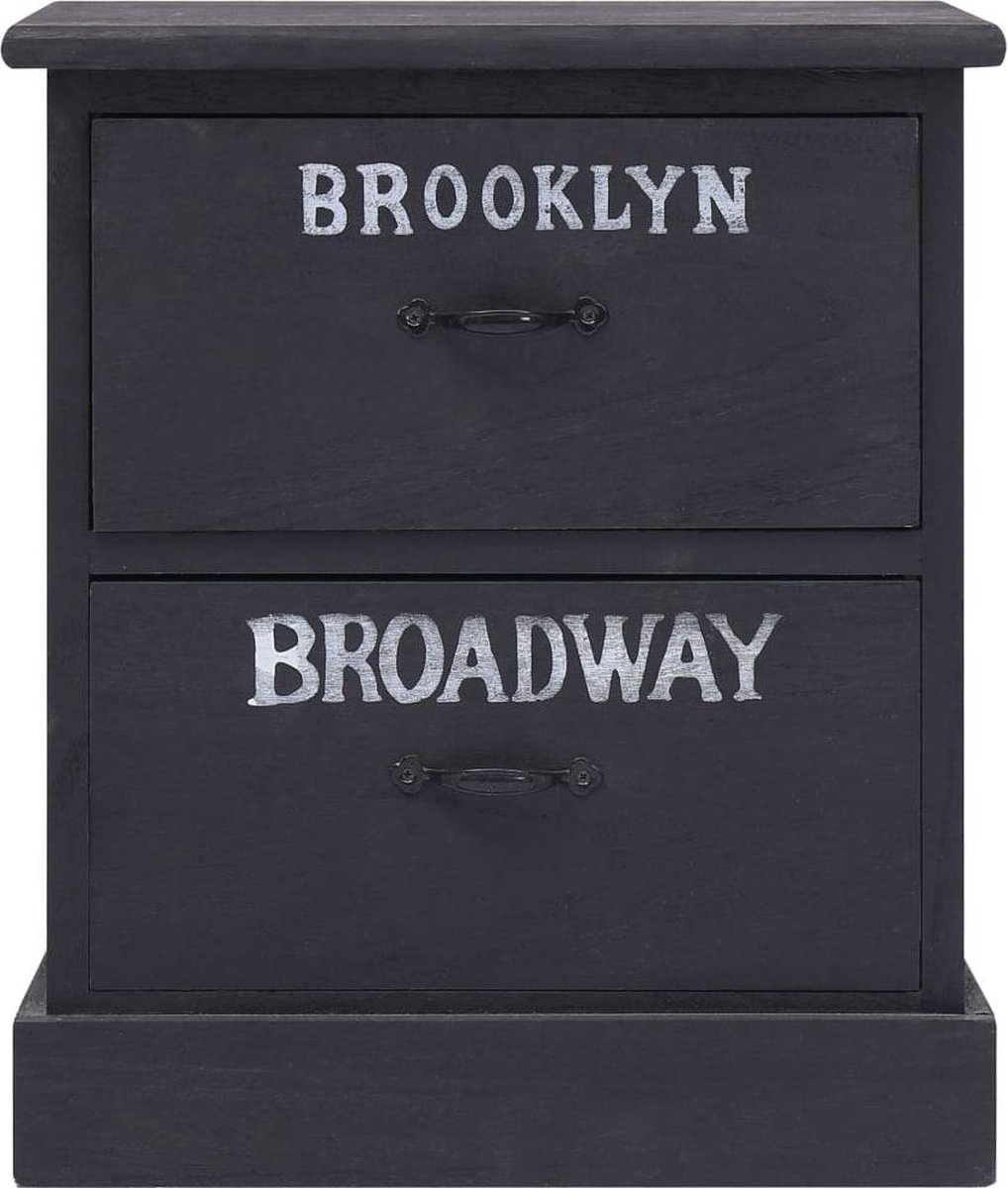 Vidaxl Nachtkastje 38x28x45 Cm Paulowniahout - Zwart