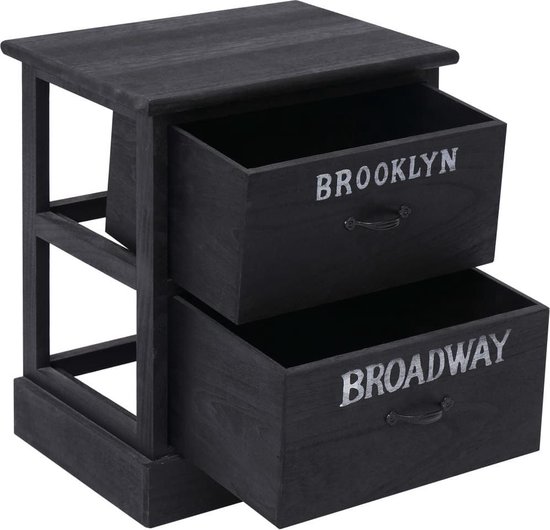 Vidaxl Nachtkastje 38x28x45 Cm Paulowniahout - Zwart