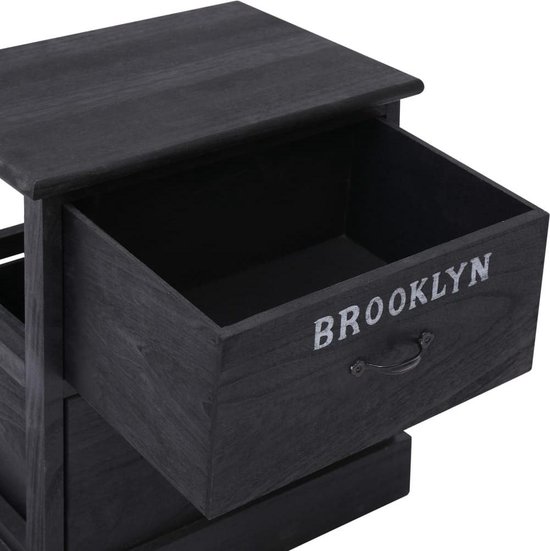 Vidaxl Nachtkastje 38x28x45 Cm Paulowniahout - Zwart